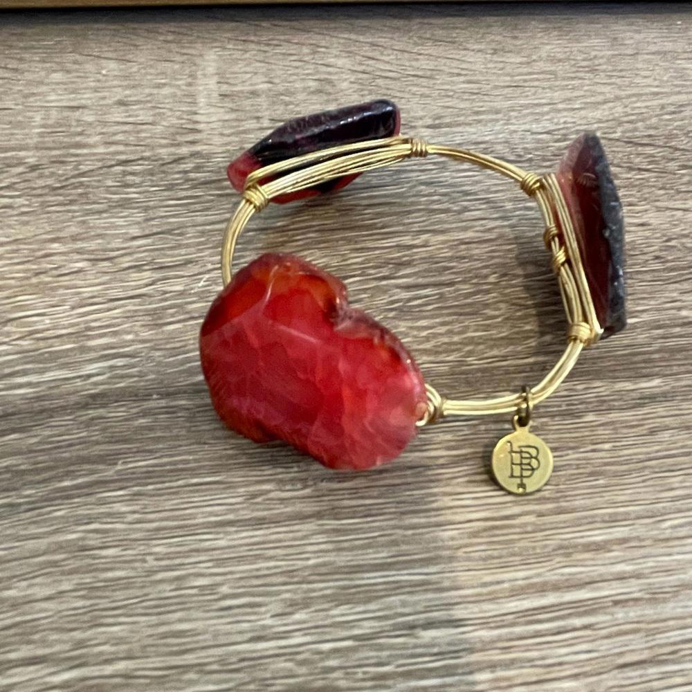 Bourbon and Bowties - Pink Stone Wire Bracelet